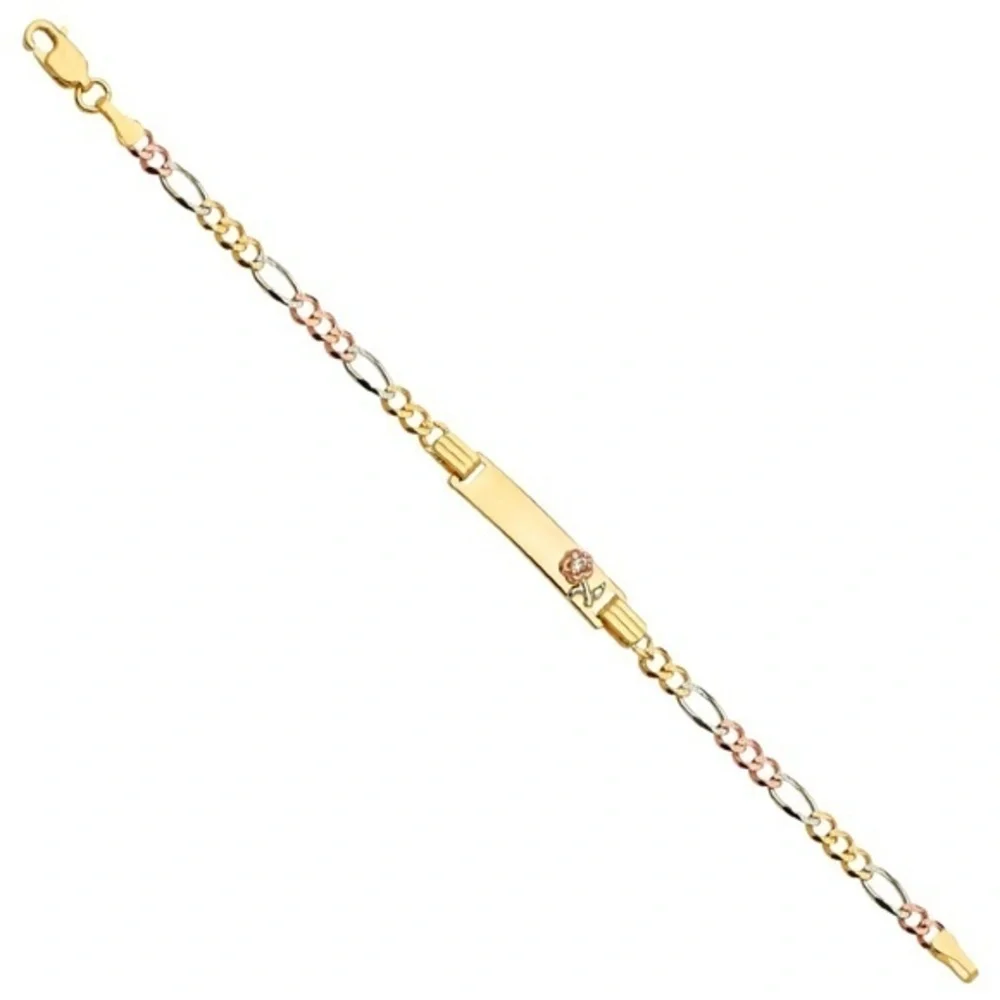 Girls 14k Gold Flower ID Bracelet 6 inches